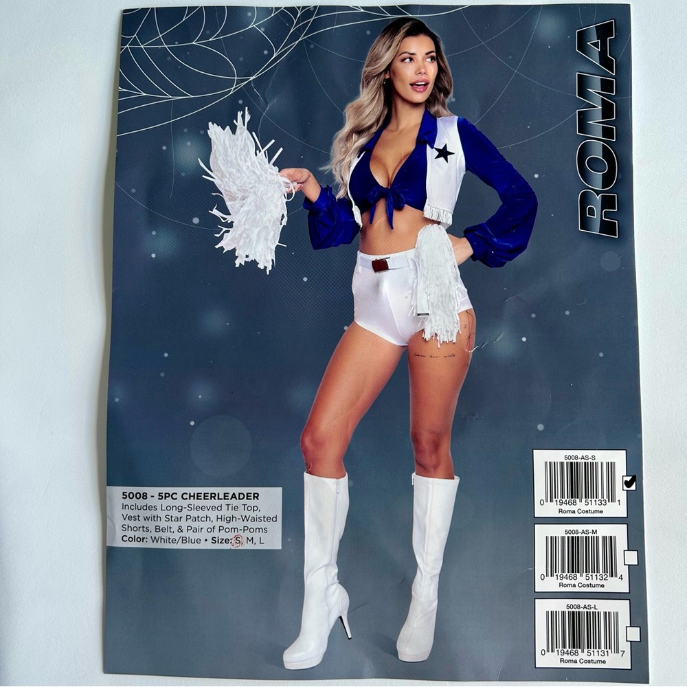 Roma Blue and White Cheerleader Set with Fringe